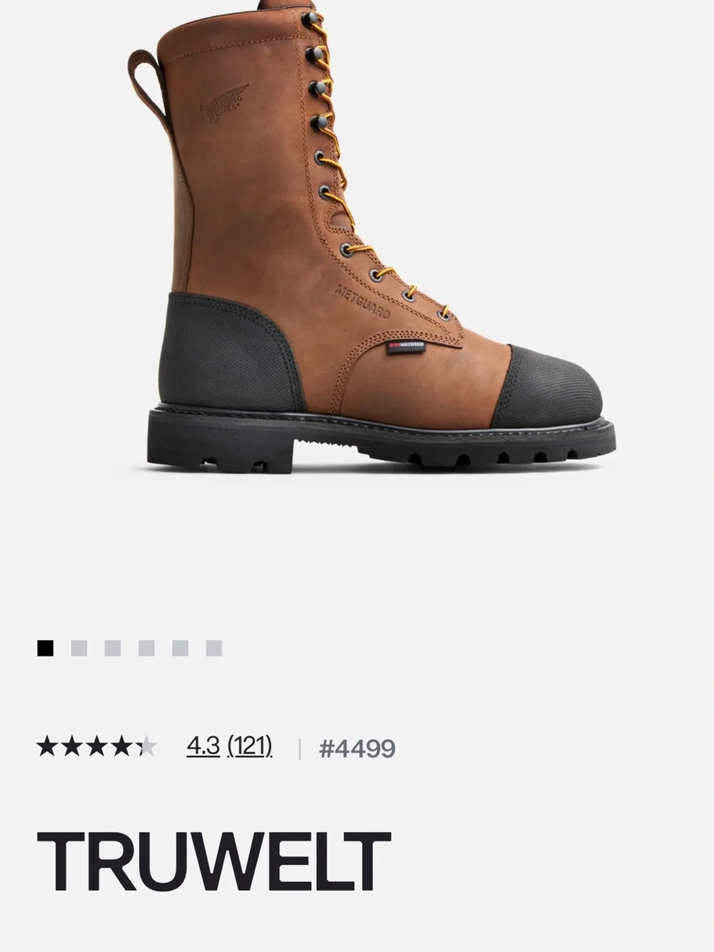 Red Wing Shoes Brown Leather Work Boots with Black Toe Caps
